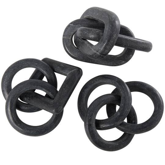 Interlocking Modern Chain Link Marble Sculpture Set